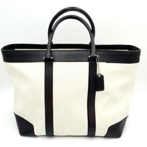 Coach Bleecker City Weekend/Travel Bag - Cream White Linen